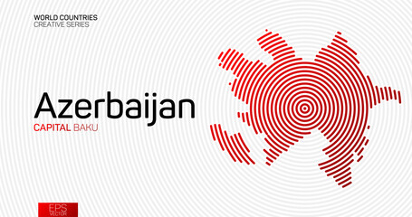 Abstract map of Azerbaijan with red circle lines