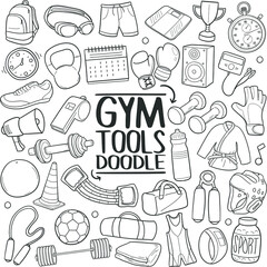 Gym Tools Doodle Icons Sketch Hand Made
