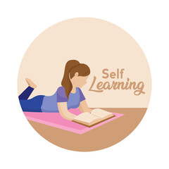 Young woman reading a book