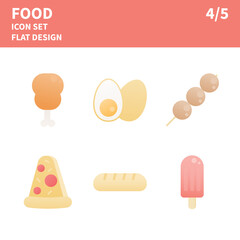Set of food icon. Food flat icons. Vector illustration.
