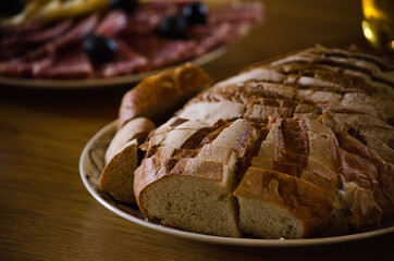 Delicious homemade bread on the table