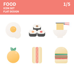 Set of food icon. Food flat icons. Vector illustration.