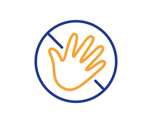 Do not touch hand line icon. Hygiene rules - No touch with bare hand sign. For clean hands symbol. Colorful thin line outline concept. Linear style do not touch icon. Editable stroke. Vector