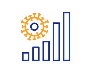 Coronavirus statistics line icon. Covid-19 confirmed cases graph sign. Corona virus pandemic symbol. Colorful thin line outline concept. Linear style coronavirus statistics icon. Vector