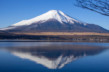 Inverted Mt Fuji from Lake Yamanaka, Japan