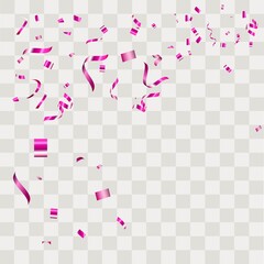 Colorful confetti. Festive of falling shiny confetti isolated on transparent background.