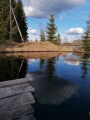 reflection of trees in the lake