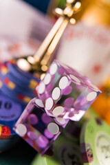 Casino set with Roulette, cards, dice and chips