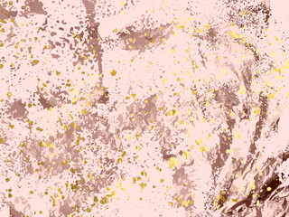 Liquid gold rose marble canvas abstract painting background with gold splatter and stripes texture. Vector