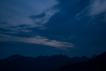 blue sunset in the mountains