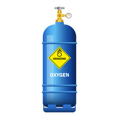 blue gas cylinder containing oxygen isolated on white background. vector illustration	
