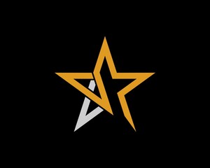 Abstract gold and silver star