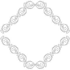 鯛のフレーム　正方形　線画