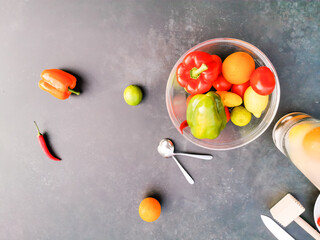 A bowl of fruit on a table