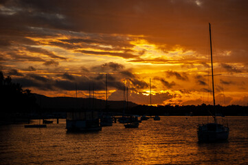 Boats under a Sunset