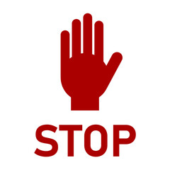 Stop Sign with Hand Icon. Vector Image.