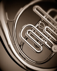 close-up of french horn
