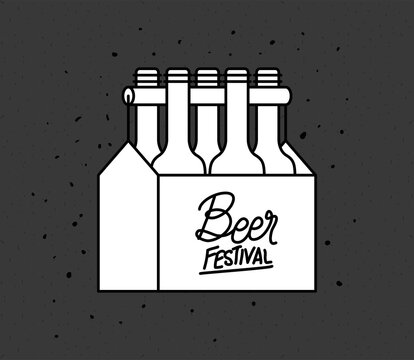 Beer bottles inside box design, Festival day pub alcohol bar and drink theme Vector illustration