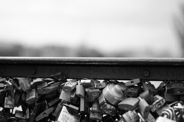 black and white paris love lock 