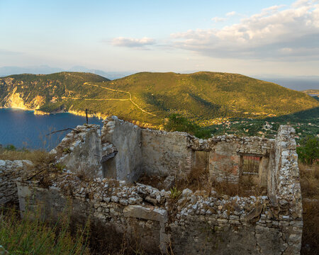 Ancient huose remnents near thAncient house remnants near the Palace of king Odyssey , Ithaca Island Palace of king Odessey , Ithaka Island