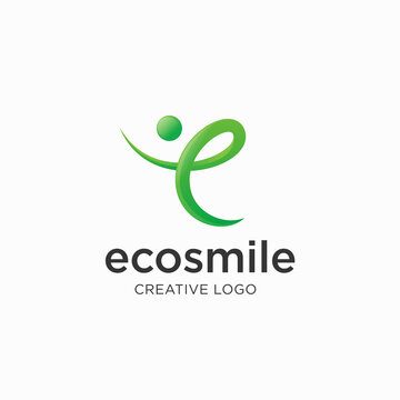 healty human logo, People care logo with letter e symbol
