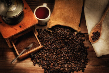 Coffee Still Life with Grinder