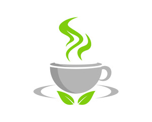 Simple cup and tea leaf
