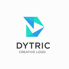 Letter D logo, initial D concept with poly design