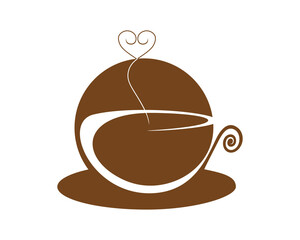 Abstract coffee glass inside the circle