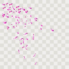 Colorful confetti. Festive of falling shiny confetti isolated on transparent background.