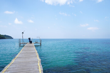 fishing pier in the sea at koh kood, trat, thailand