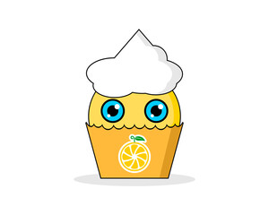 Cute lemon ice cream cartoon