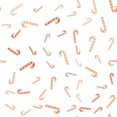 Light Orange vector seamless pattern with delicious xmas candies.