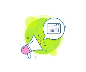 Report chart or Sales growth sign. Megaphone promotion complex icon. Website Traffic line icon. Analysis and Statistics data symbol. Business marketing banner. Website Statistics sign. Vector