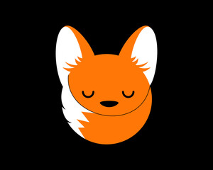 Obraz premium Cute sleeping fox with a black background