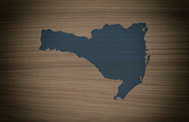 Map of Santa Catarina, on wooden background, 3D illustration