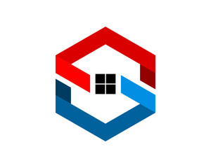 S letter and safety home with hexagon