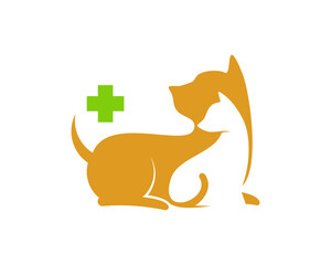 Pet health care with medical symbol