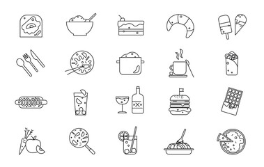 simple vector icons of food