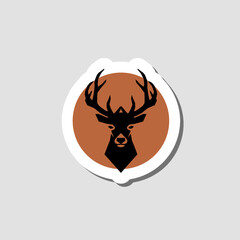 Deer head sticker isolated white background