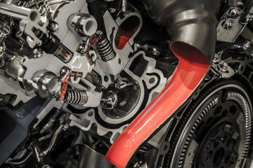 Cross section of an automobile combustion engine, automotive engineer concept.