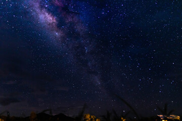 Close-up of Milky way galaxy with stars and space dust in the universe