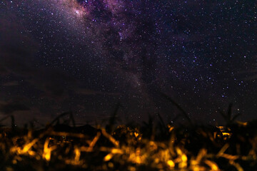 Close-up of Milky way galaxy with stars and space dust in the universe