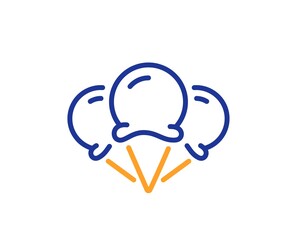 Ice creams cone line icon. Vanilla sundae waffle cone sign. Frozen summer dessert symbol. Colorful thin line outline concept. Linear style ice creams icon. Editable stroke. Vector