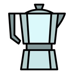 Steel coffee pot icon. Outline steel coffee pot vector icon for web design isolated on white background