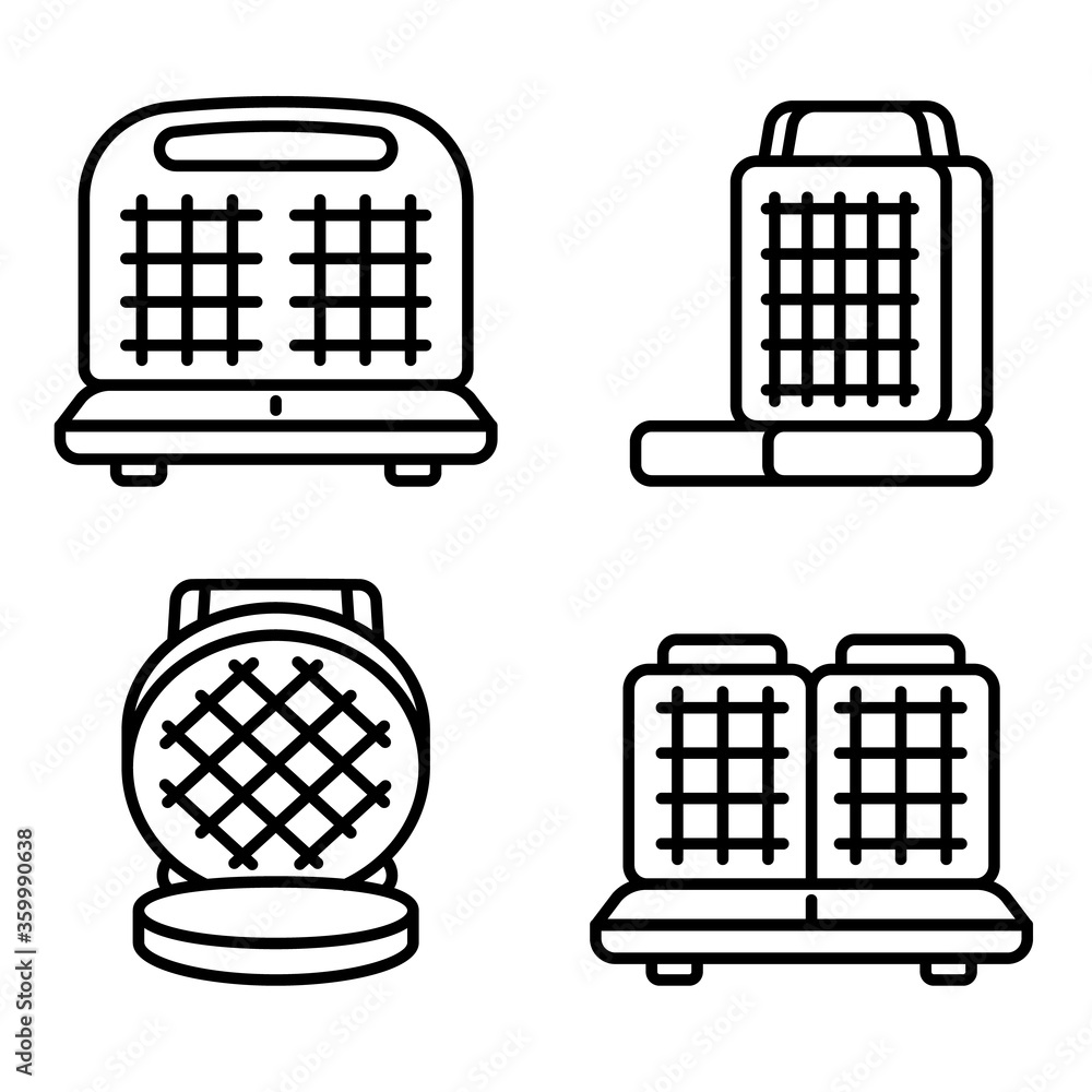 Poster waffle-iron icons set. outline set of waffle-iron vector icons for web design isolated on white back