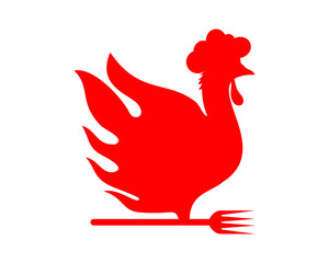 Chicken fire with fork