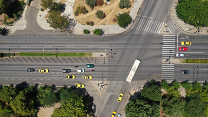 Aerial drone photo of Athens Metropolitan dense populated area in Vasilisis Sofias and Vasileos...