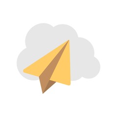 Cloud computing with message send symbol. Cloud based chat application design concept.