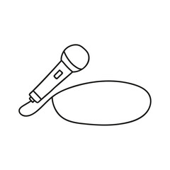 Journalism concept. Live news vector template with doodle microphone.